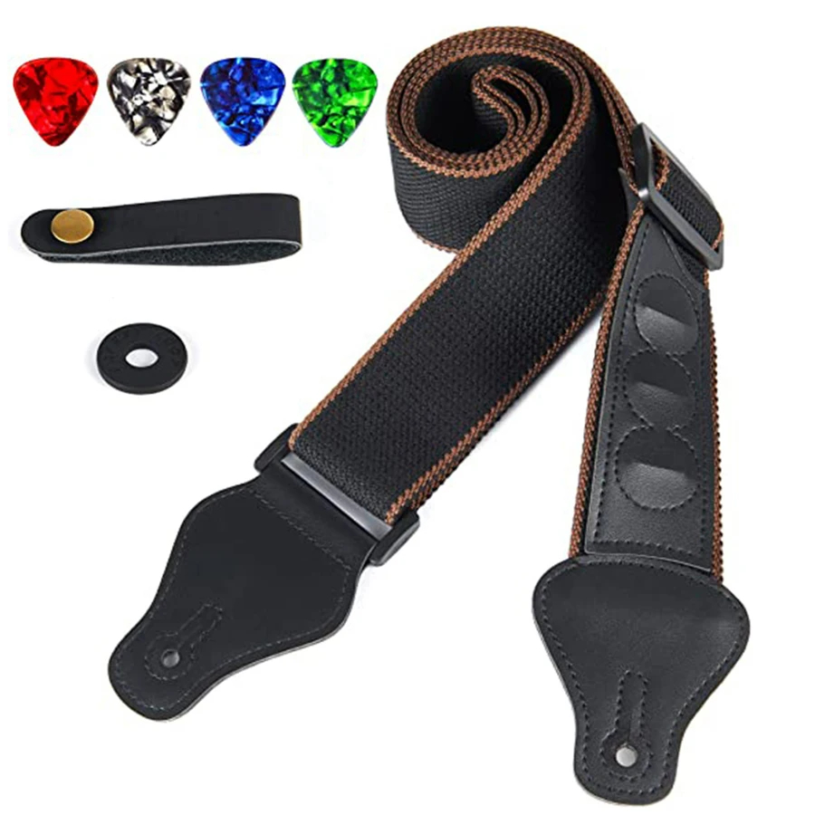 Musical Instrument Kit - 7 sztuk/zestaw pasek gitarowy czarna skóra