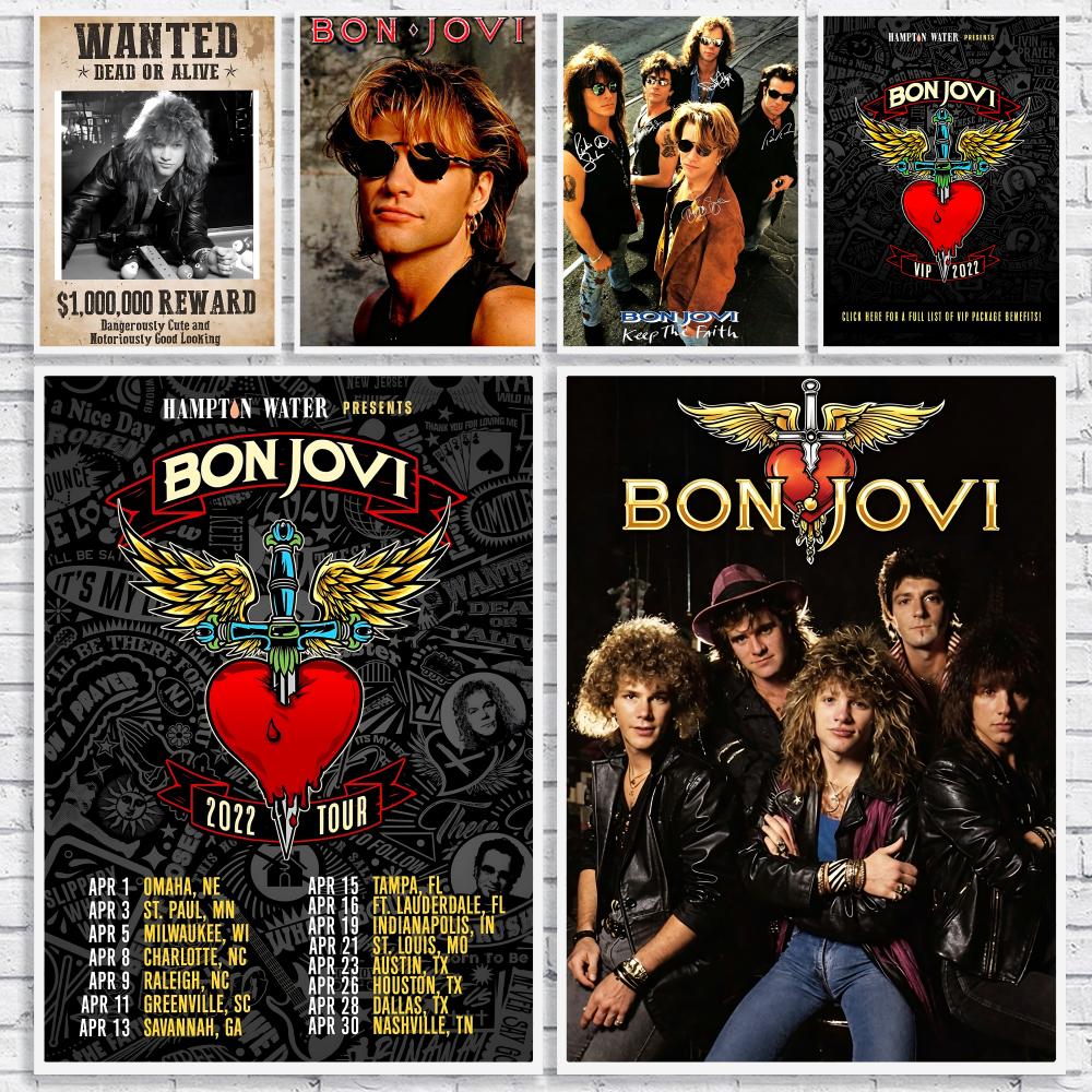Musical Instrument Poster - Plakat zespołu rockowego B-Bon Jovi, uniwersalny,